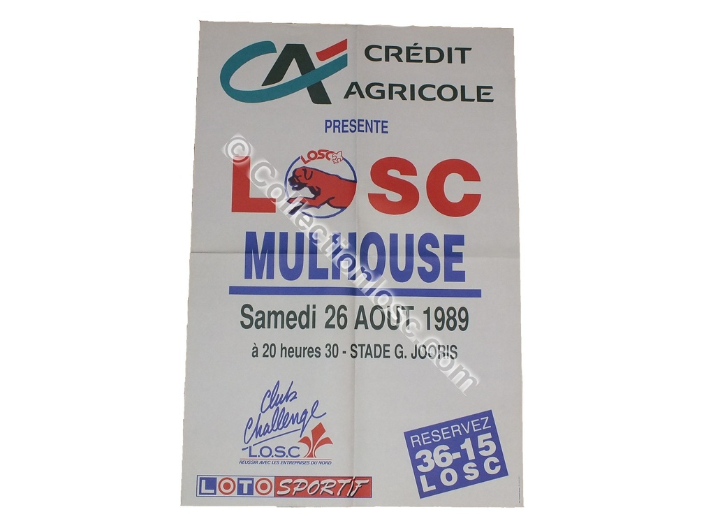 Affiche foot LILLE LOSC MULHOUSE 1989/1990