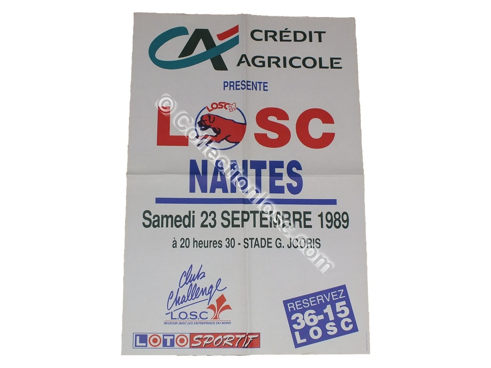 Affiche foot LILLE LOSC FCN NANTES 1989/1990