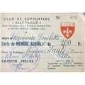 Carte abonné foot LILLE LOSC supporters 1951/1952