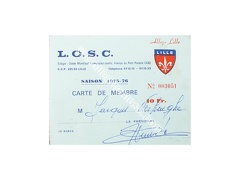 Carte abonné foot LILLE LOSC supporters 1975/1976