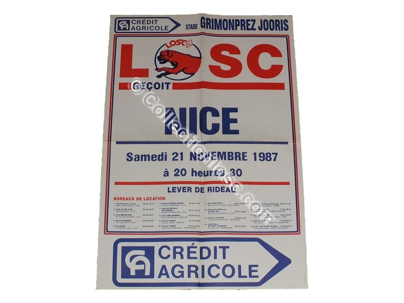 Affiche foot ancienne LILLE LOSC NICE OGCN 1987/1988