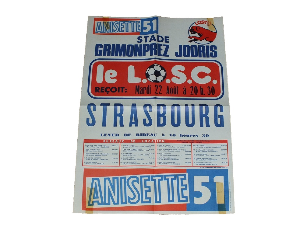 Affiche foot LILLE LOSC STRASBOURG RCS 1978/1979